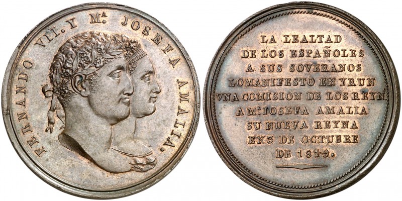 1819. Fernando VII. Madrid. Lealtad de los españoles a Fernando VII y María Jose...