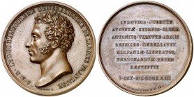 Francia. 1823. Luis XVIII. Duque de Angulema. Restitución de Fernando VII. (Collignon 390). Grabador: B. Andrieu. Bronce. 38,26 g. Ø41 mm. EBC.