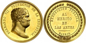 s/d (1827-1828). Fernando VII. Madrid. Premio al Mérito en las Artes. (Ruiz Trapero 517-20 var metal) (V. 354) (V.Q. 14254 var metal). Grabador: M. Go...