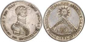 Bolivia. 1825. Simón Bolívar. Potosí. Proclamación. (Fonrobert 9463). Ex Colección A. J. Derman. Plata. 36 g. Ø42 mm. EBC-.