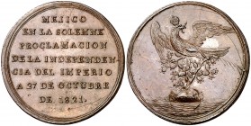 1821. Agustín I. Proclamación de la Independencia. (Grove 5b). Bella. Bronce. 17,75 g. Ø35 mm. EBC.
