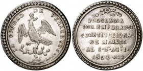 México. 1822. Agustín I. Veracruz. Proclamación. (Grove 55a). Grabador: F. Gordillo. Rara. Plata. 6,71 g. Ø27 mm. MBC+.