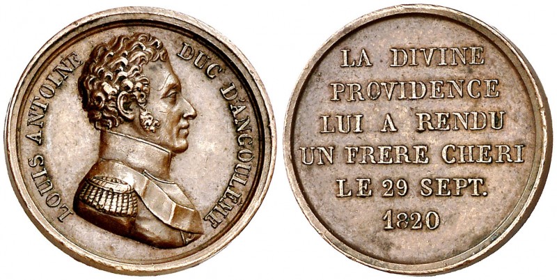 Francia. 1820. Luis XVIII. Al duque de Angulema. Grabador: Desnoyers. Bella. Bro...