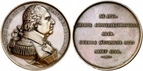 Francia. (ca. 1836). Luis Felipe I. A Luis XVIII. Medalla laudatoria póstuma. Grabador: A. A. Caqué. Bronce. 56,26 g. Ø52 mm. EBC-.