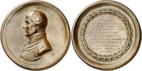 Gran Bretaña. (1815). Arthur Wellington. Victorias del duque de Wellington. Caja con 10 discos de papel en blanco y negro, con la conmemoración de las...