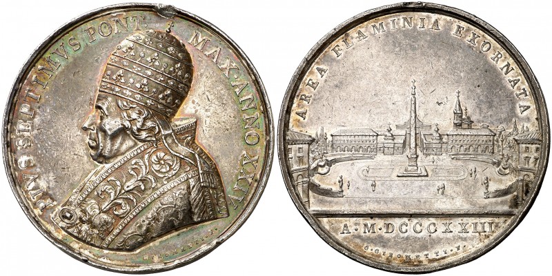 Italia. Estados Pontificios. 1823. Pío VII. Ornamentación de la plaza de Populo....