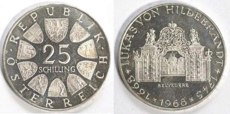 Monete Estere. Austria. 25 Scellini 1968. Ag. KM 2903. Peso gr. 12,97. FDC. (D.1...