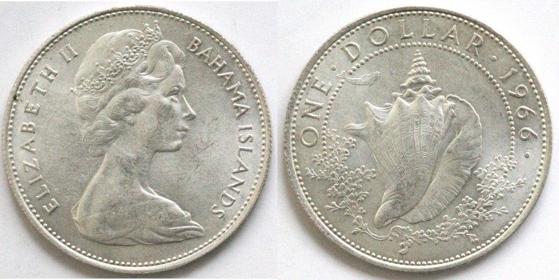 Monete Estere. Bahamas. Dollaro 1966. Ag 800. KM 8. Peso gr. 17,97. SPL+. (D.102...
