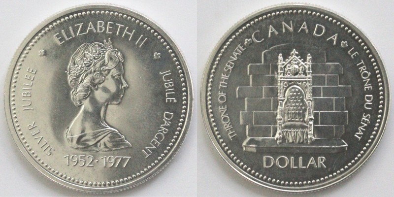 Monete Estere. Canada. Dollaro 1977 Giubileo d'argento. Ag 500. KM 118. Peso gr....