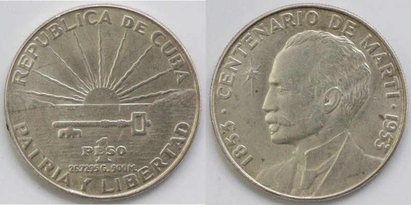 Monete Estere. Cuba. Peso 1953. Ag 900. KM 29. Peso gr. 26,87. Diametro mm. 38. ...