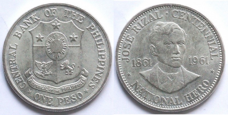Monete Estere. Filippine. Peso 1961. Ag. KM. 192. Peso gr. 26,87. qFDC. (D.1021)...