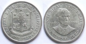 Filippine. Peso 1961. Ag.