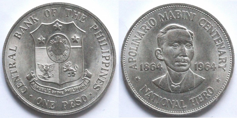 Monete Estere. Filippine. Peso 1964. Ag. KM. 194. Peso gr. 26,78. FDC. (D.1021)...