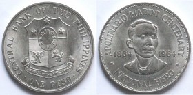 Filippine. Peso 1964. Ag.