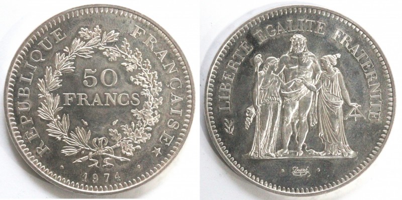 Monete Estere. Francia. 50 Franchi 1974. Ag. KM 941.1. Peso gr. 30,19. FDC. (D.1...