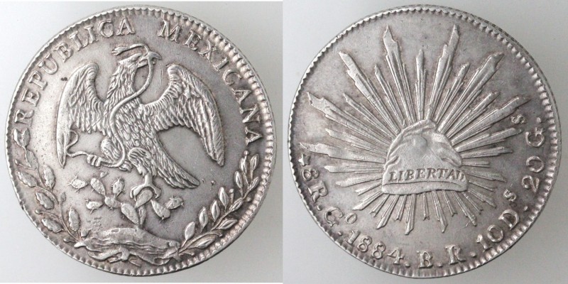 Monete Estere. Messico. Prima Repubblica. 8 Reales 1884. Ag. KM 377. Peso 27,11 ...