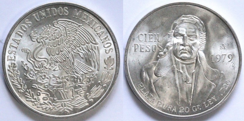 Monete Estere. Messico. 100 Pesos 1979. Ag. KM 483.2. Peso 28,05 gr. qFDC. (D.10...