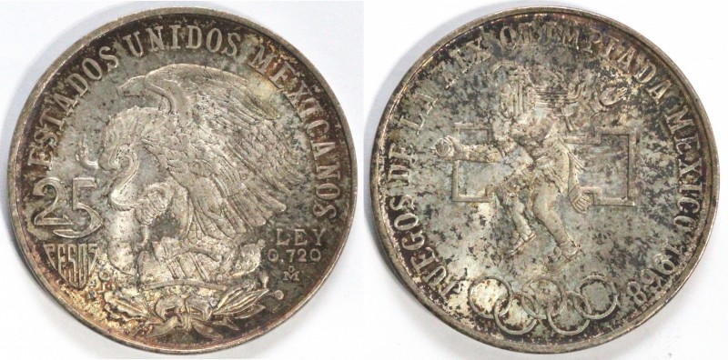 Monete Estere. Messico. 25 Pesos 1968. Ag. KM 479. Peso 22,40 gr. qFDC. Patina. ...