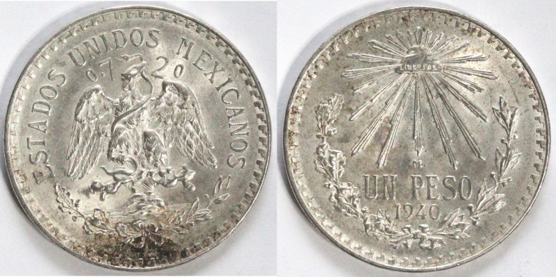 Monete Estere. Messico. Peso 1940. Ag. KM 455. Peso 16,74 gr. qFDC. (D.1021)