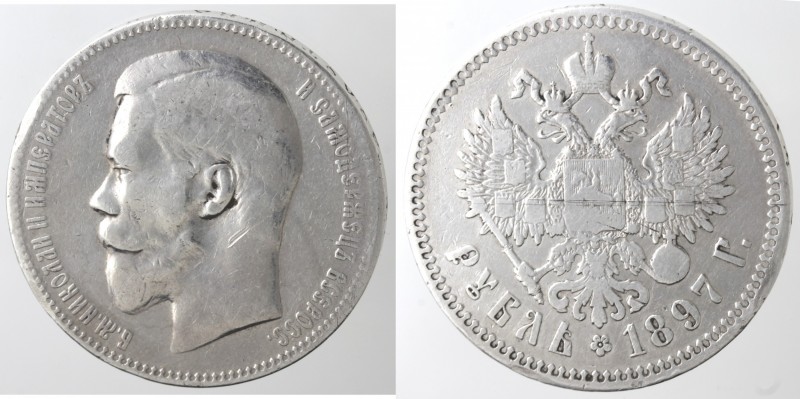 Monete Estere. Russia. Nicola II. 1894-1917. Rublo 1897. Ag. Y#59.1. Peso gr. 19...