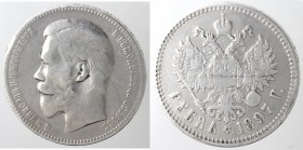 Russia. Nicola II. 1894-1917. Rublo 1897. Ag.