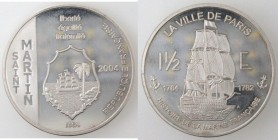 Saint Martin. 1 e 1/2 Euro 2004. Ag 999.
