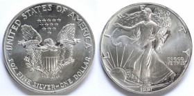 USA. Dollaro 1991. Oncia. Ag.
