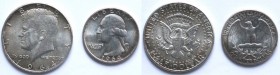 USA. Lotto di 2 monete. Mezzo dollaro e Quarto di dollaro 1964. Ag.