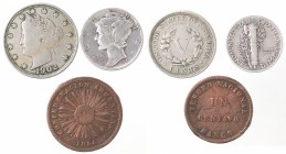 USA. Lotto di 3 monete. Dime 1941. 5 cents 1902 e 1 Centavo Uruguay. Ag-Ae.