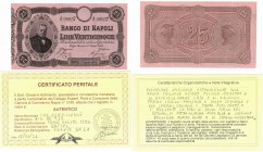 Banconote. Banco di Napoli. 25 Lire Cavour. D.M. 01-08-1883.