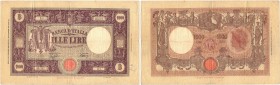 Banconote. Regno D'Italia. Vittorio Emanuele III. 1.000 Lire Grande M. (Fascio). D.M 6 Febbraio 1943.