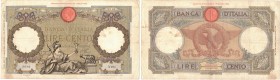 Banconote. Regno D'Italia. Vittorio Emanuele III. 100 Lire  Roma Guerriera (Fascio). D.M. 19-07-1939.