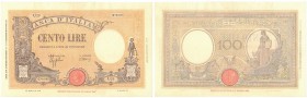 Banconote. Regno D'Italia. Vittorio Emanuele III. 100 lire Grande B. (Fascio). D.M. 15-3-1943.