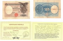 Banconote. Regno D'Italia. Vittorio Emanuele III. 25 Lire Aquila Latina. D.M. 24-01-1918.