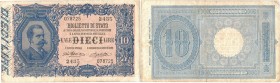 Banconote. Regno D'Italia. Vittorio Emanuele III. 10 Lire Effigie di Umberto I. D.M. 11-10-1915.