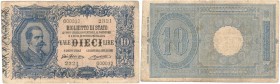 Banconote. Regno D'Italia. Vittorio Emanuele III. 10 Lire Effigie di Umberto I. D.M. 11-10-1915.