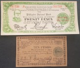 Banconote. Estere. Filippine. Occupazione Americana. Lotto di 2 banconote. 20 e 10 Pesos.