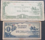 Banconote. Estere. Oceania. Occupazione Giapponese. Lotto di 2 banconote. 1 Pound e 1 Shilling.