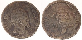 Napoli. Filippo II. 1554-1598. Tornese 1590. Ae. P/R 80.