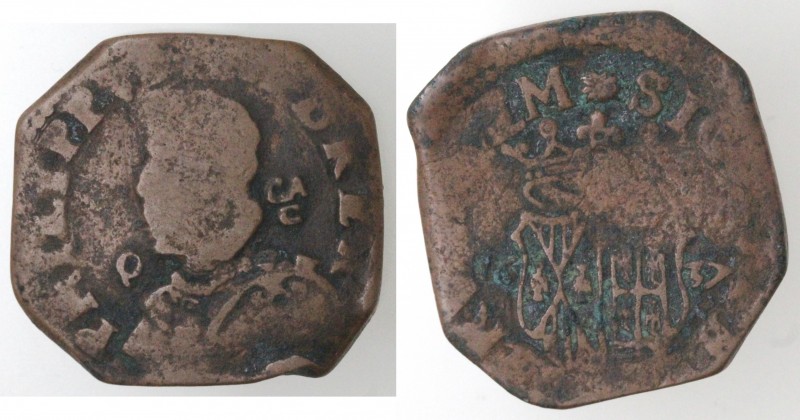 Zecche Italiane. Napoli. Filippo IV. 1621-1665. Grano 1637. AE. P.R. 69. Peso 9,...