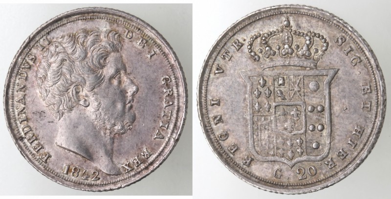 Zecche Italiane. Napoli. Ferdinando II. 1830-1859. Tarì 1842. Ag. Mag. 608. Peso...