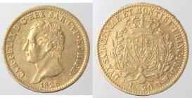 Carlo Felice. 1821-1831. 20 lire 1828 Torino "L". Au.