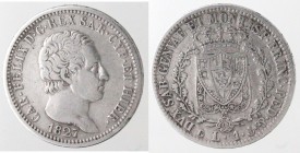 Carlo Felice. 1821-1831. Lira 1827 Genova. Ag.