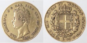 Carlo Alberto. 1831-1849. 20 lire 1831 Genova. Au.