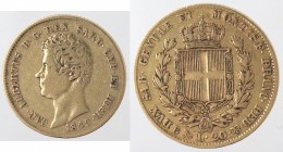 Carlo Alberto. 1831-1849. 20 lire 1849 Genova. Au.