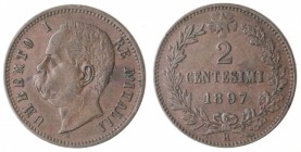 Umberto I. 1878-1900. 2 centesimi 1897. Ae.