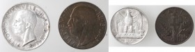Vittorio Emanuele III. 1900-1943. Lotto di 2 monete. 5 Lire 1927 e 10 Centesimi 1942. Ag-Ae.