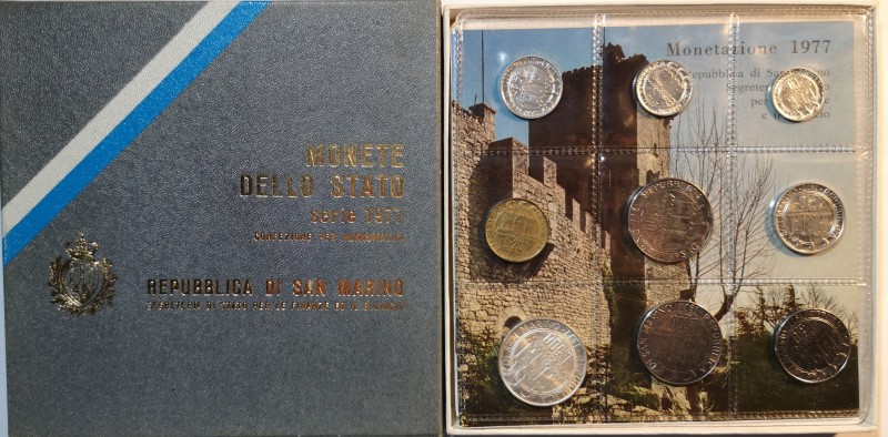 San Marino. Serie divisionale annuale 1977 Ecologia. Con 500 lire in Ag. Gig. 23...