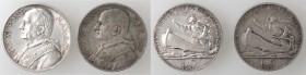 Vaticano. Pio XI. 1929-1938. Lotto di due monete. 5 Lire 1931 e 1932. Ag.
