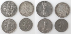 Vaticano. Pio XI. 1929-1938. Lotto di quattro monete. 10 Lire 1930 e 2, 1 e 1/2 Lira. Ag-Ni.